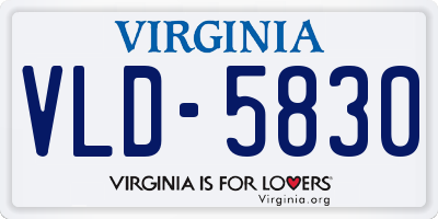 VA license plate VLD5830
