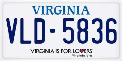 VA license plate VLD5836