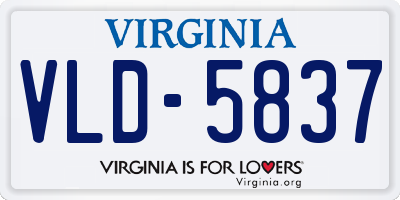 VA license plate VLD5837