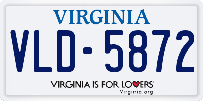 VA license plate VLD5872