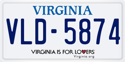 VA license plate VLD5874
