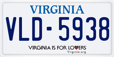 VA license plate VLD5938