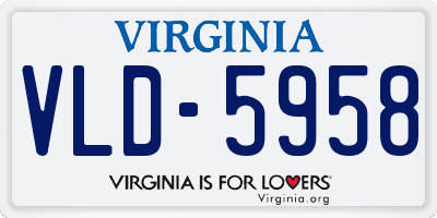 VA license plate VLD5958