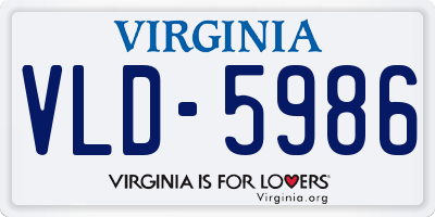 VA license plate VLD5986