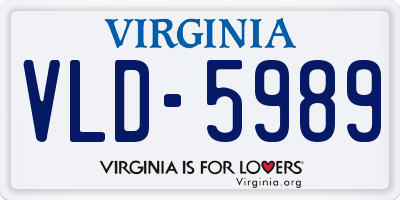 VA license plate VLD5989
