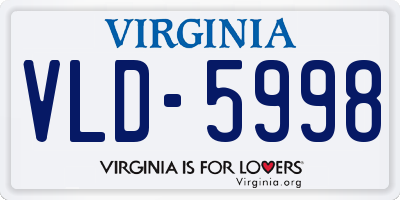 VA license plate VLD5998
