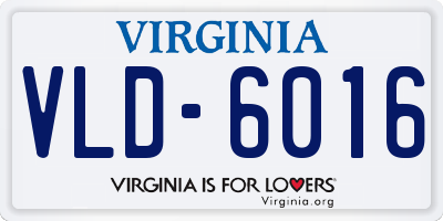VA license plate VLD6016