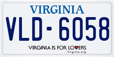 VA license plate VLD6058