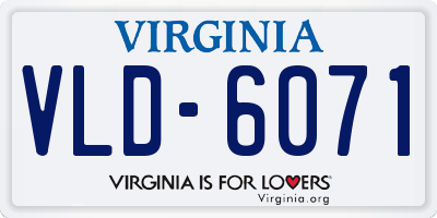 VA license plate VLD6071
