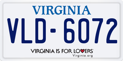 VA license plate VLD6072