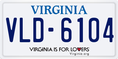 VA license plate VLD6104