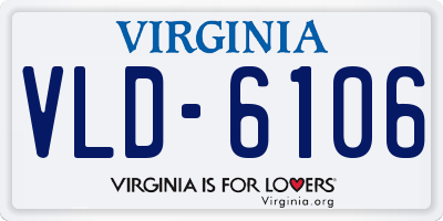 VA license plate VLD6106