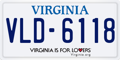 VA license plate VLD6118