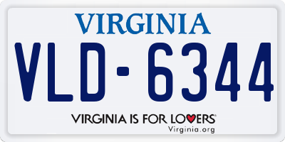 VA license plate VLD6344