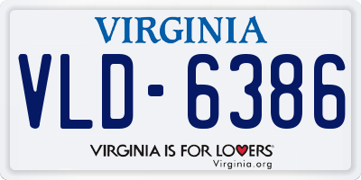 VA license plate VLD6386