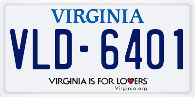 VA license plate VLD6401