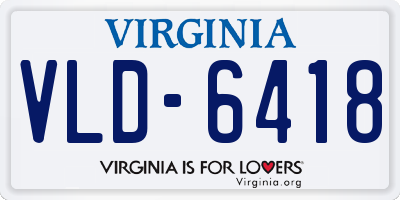 VA license plate VLD6418