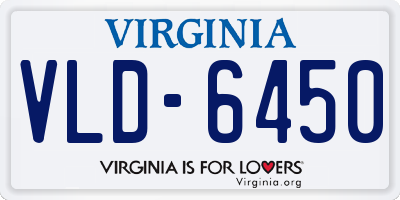 VA license plate VLD6450