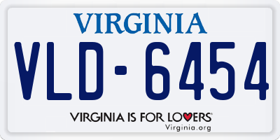 VA license plate VLD6454