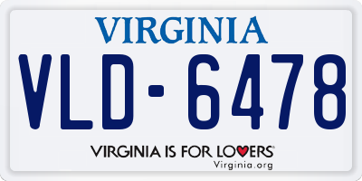 VA license plate VLD6478