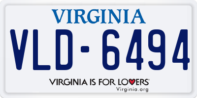 VA license plate VLD6494