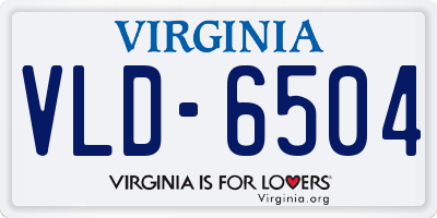 VA license plate VLD6504