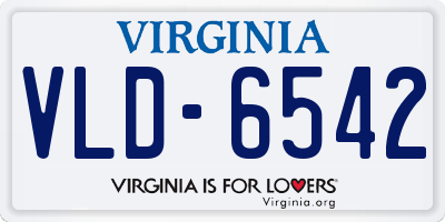 VA license plate VLD6542