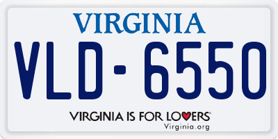 VA license plate VLD6550