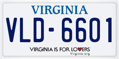 VA license plate VLD6601