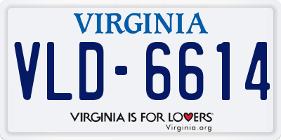 VA license plate VLD6614