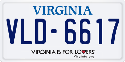 VA license plate VLD6617