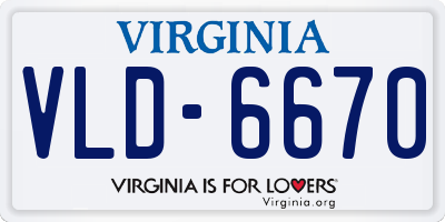 VA license plate VLD6670