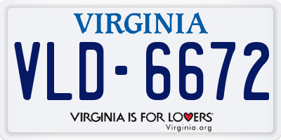 VA license plate VLD6672
