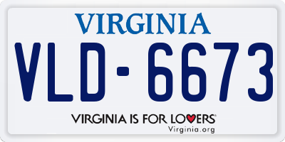 VA license plate VLD6673
