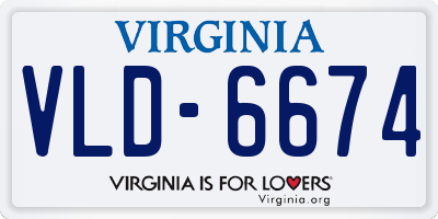 VA license plate VLD6674