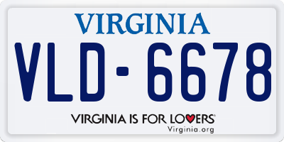 VA license plate VLD6678