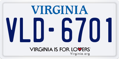 VA license plate VLD6701