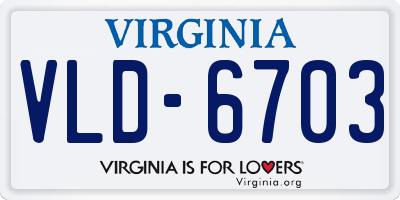 VA license plate VLD6703