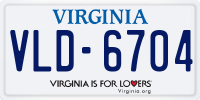 VA license plate VLD6704