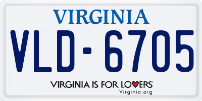 VA license plate VLD6705