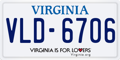 VA license plate VLD6706