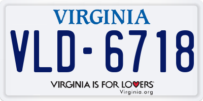 VA license plate VLD6718