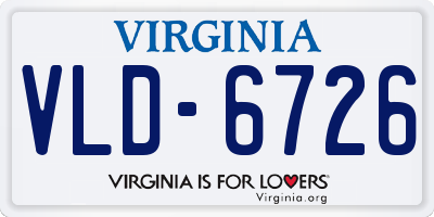VA license plate VLD6726