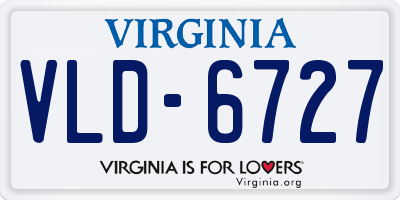 VA license plate VLD6727