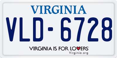 VA license plate VLD6728