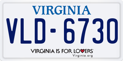 VA license plate VLD6730
