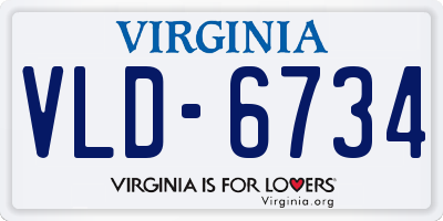 VA license plate VLD6734
