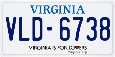 VA license plate VLD6738