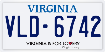 VA license plate VLD6742