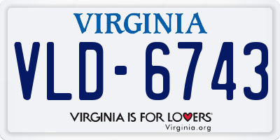 VA license plate VLD6743
